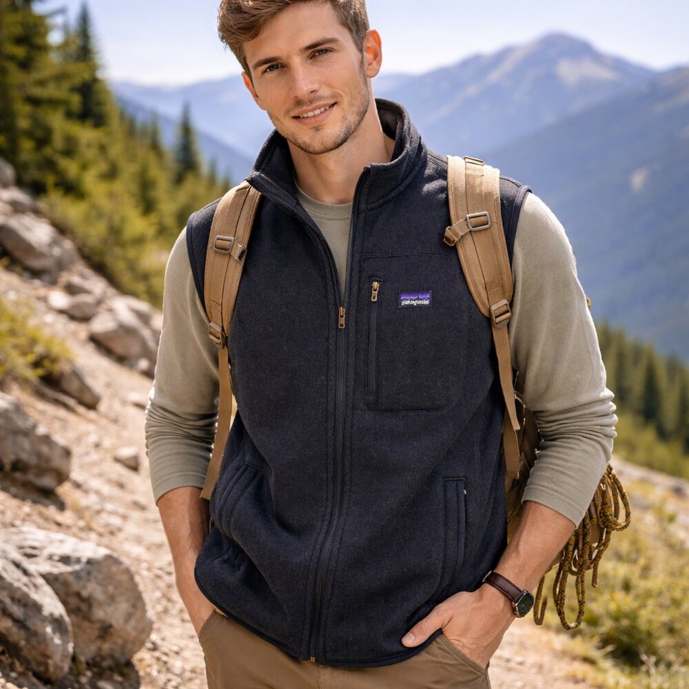 Patagonia Better Sweater Vest Mens Large Black Fleece Full Zip Pockets‎ Outdoor